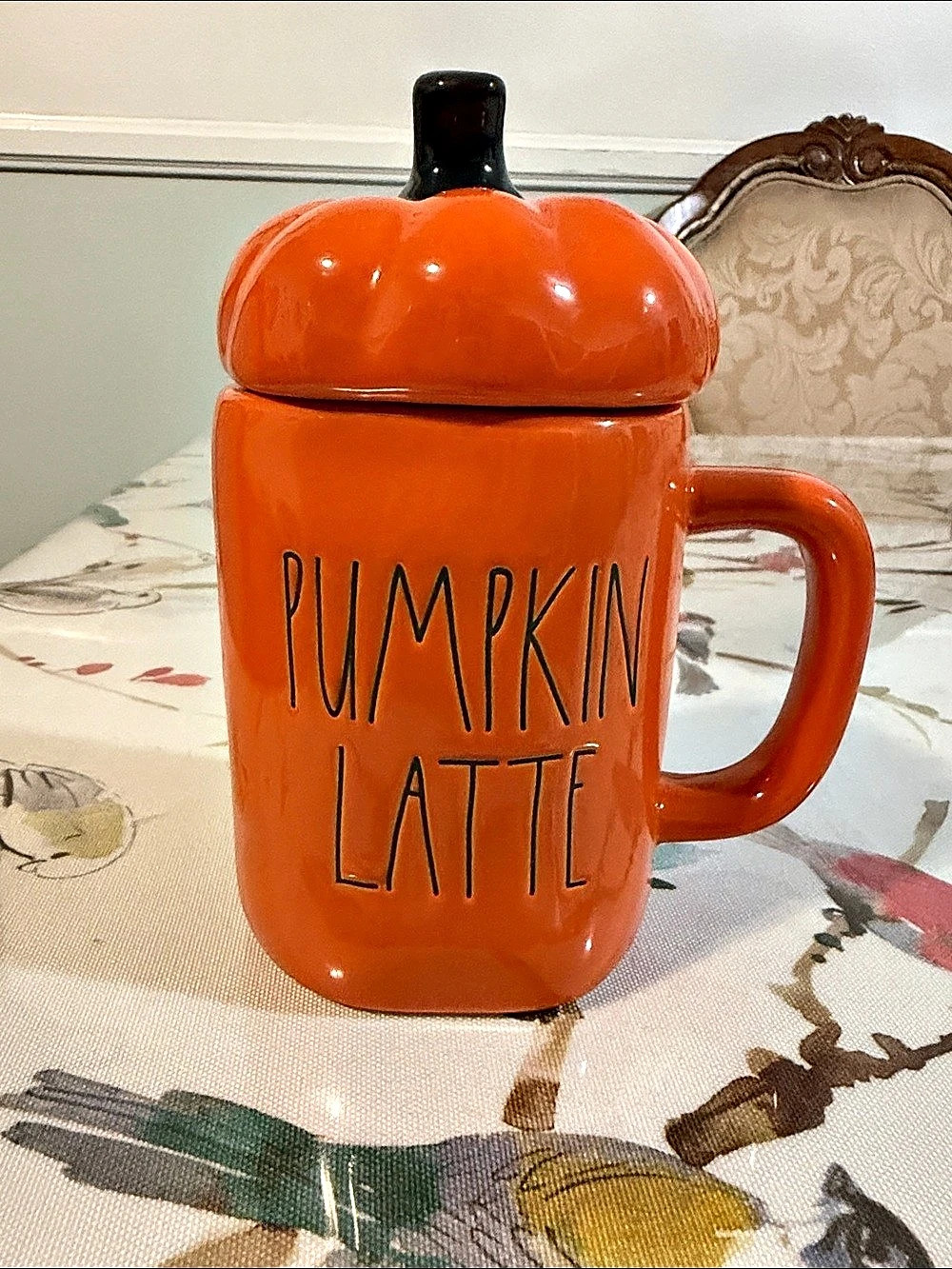 Rae Dunn “Pumpkin Latte”Mug with Pumpkin Lid